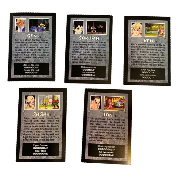 Vtg 1993 Nintendo Power Trading Cards Street Fighter Alpha 2 Capcom Lot of 5 - Picture 2 of 2